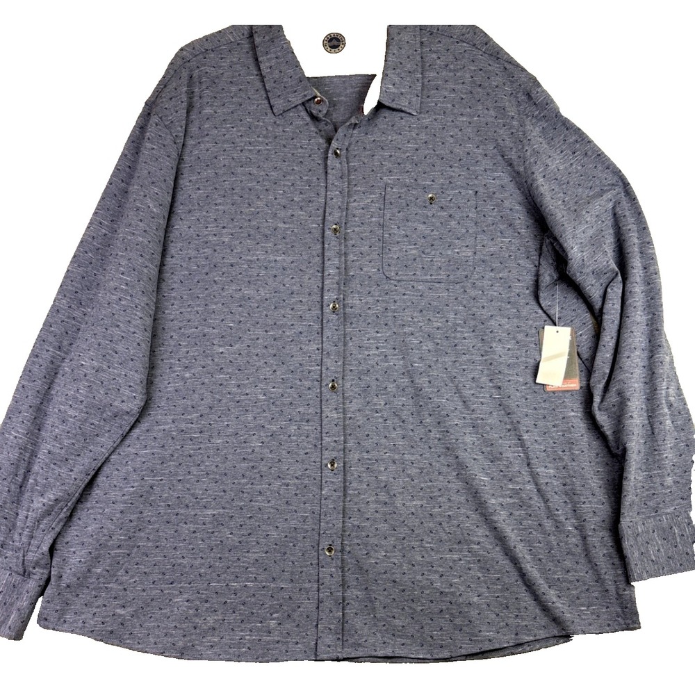 Flag & Anthem MadeFlex Button Up Shirt Mens XXXL Blue Stretch Knit Comfort NWT
